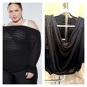 Yitty Major Label Black Burn Out Boatneck Top. Size 4x. NWOT.